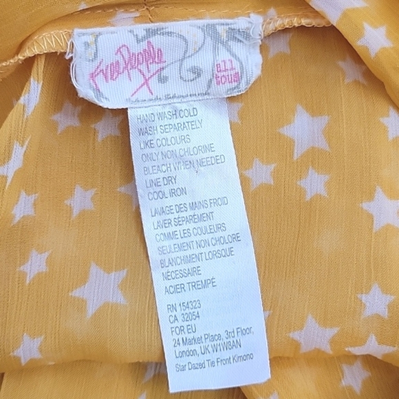Free People Womens Yellow Star Dazed Tie Front Kimono Boho Breezy Outdoor - Picture 6 of 7
